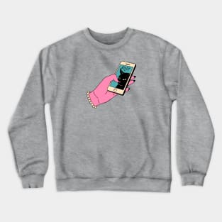 Boop Nose Black Cat in blue Crewneck Sweatshirt